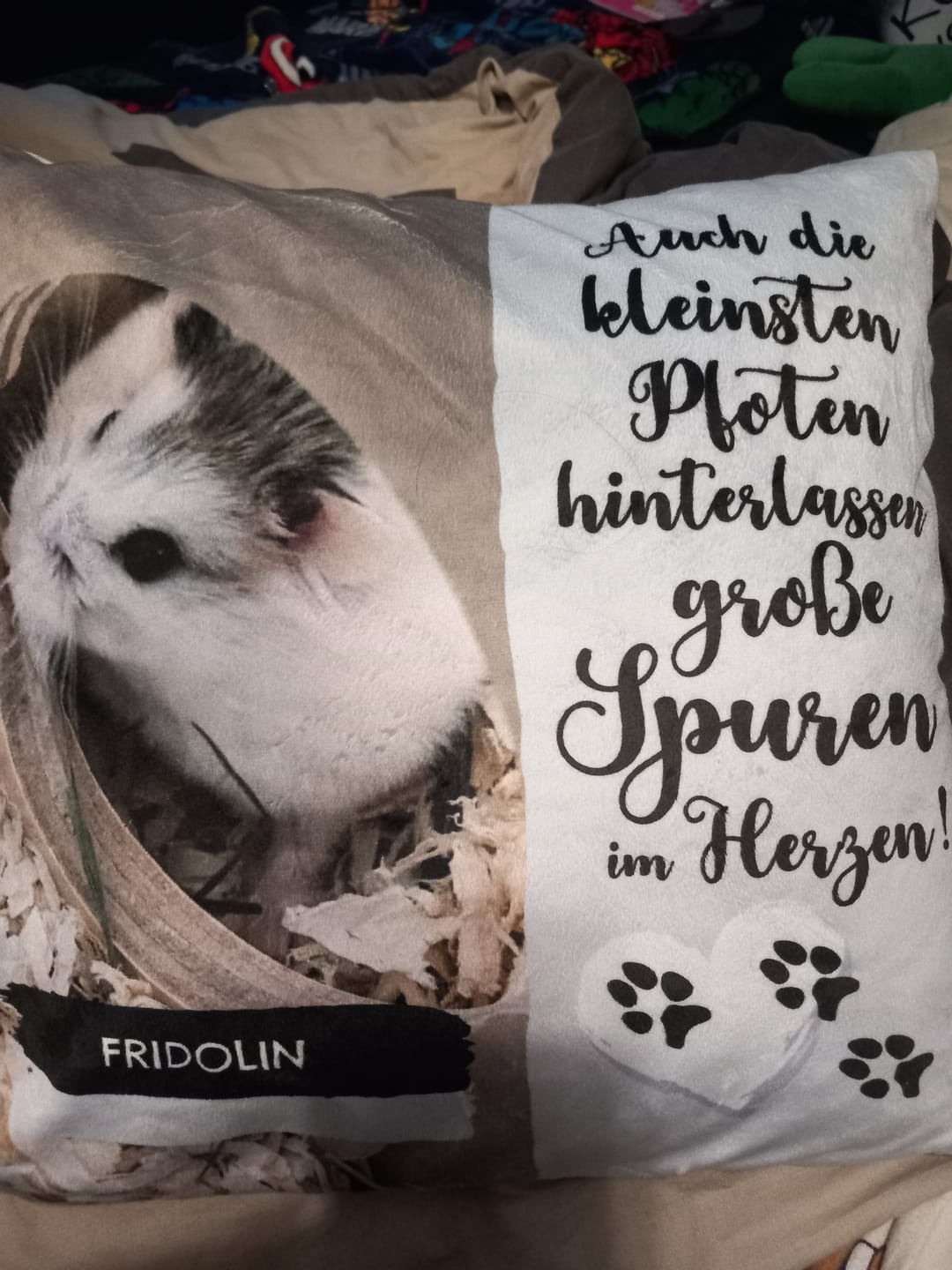 Customer photo review of Personalisiertes Kissen - Die kleinsten Pfoten