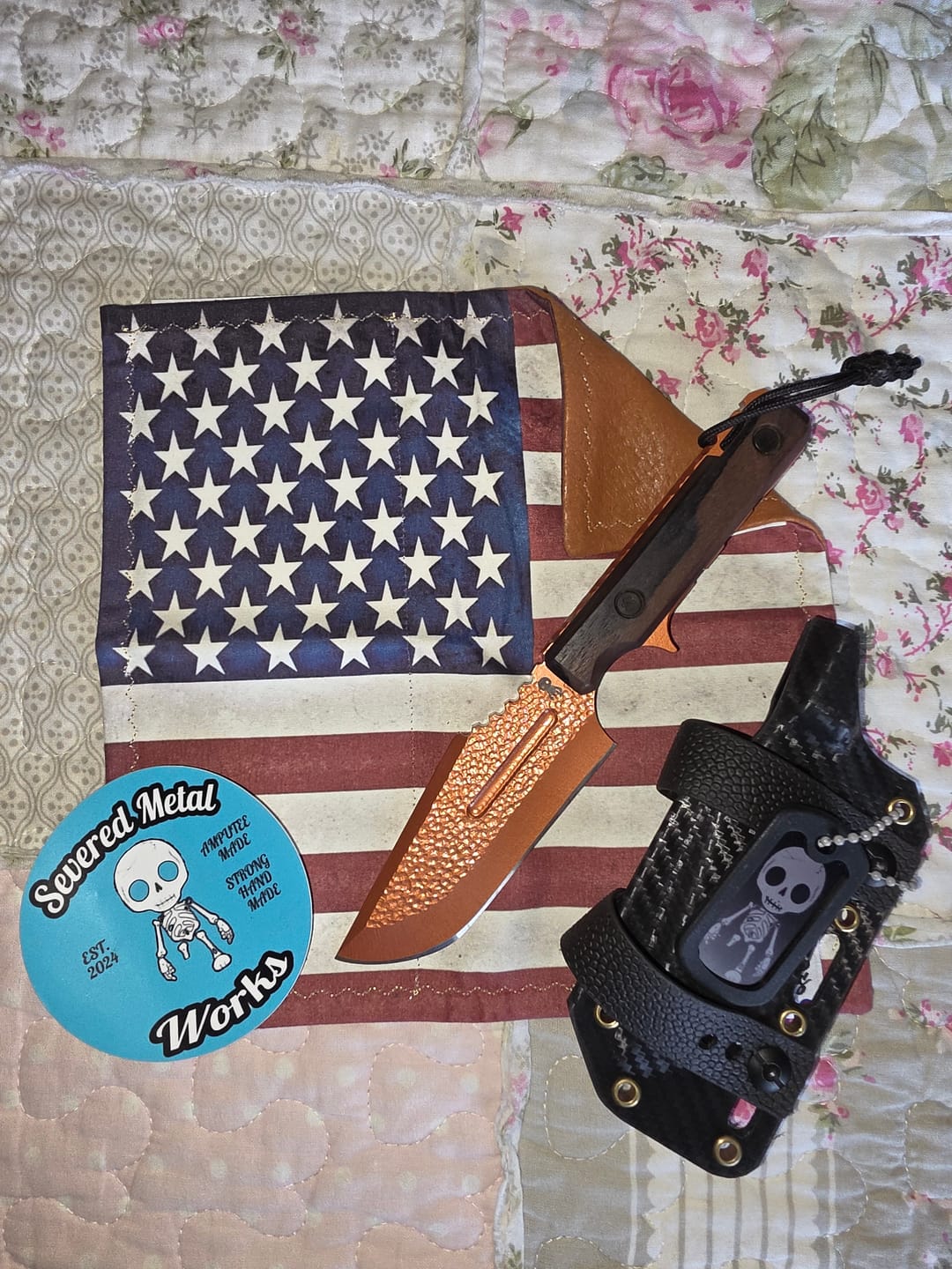 Customer photo review of Severed Metal Works Phantom Pain 3.7" Fixed Blade – 80CrV2, Harpoon Back, Kydex Sheath – Made in USA
