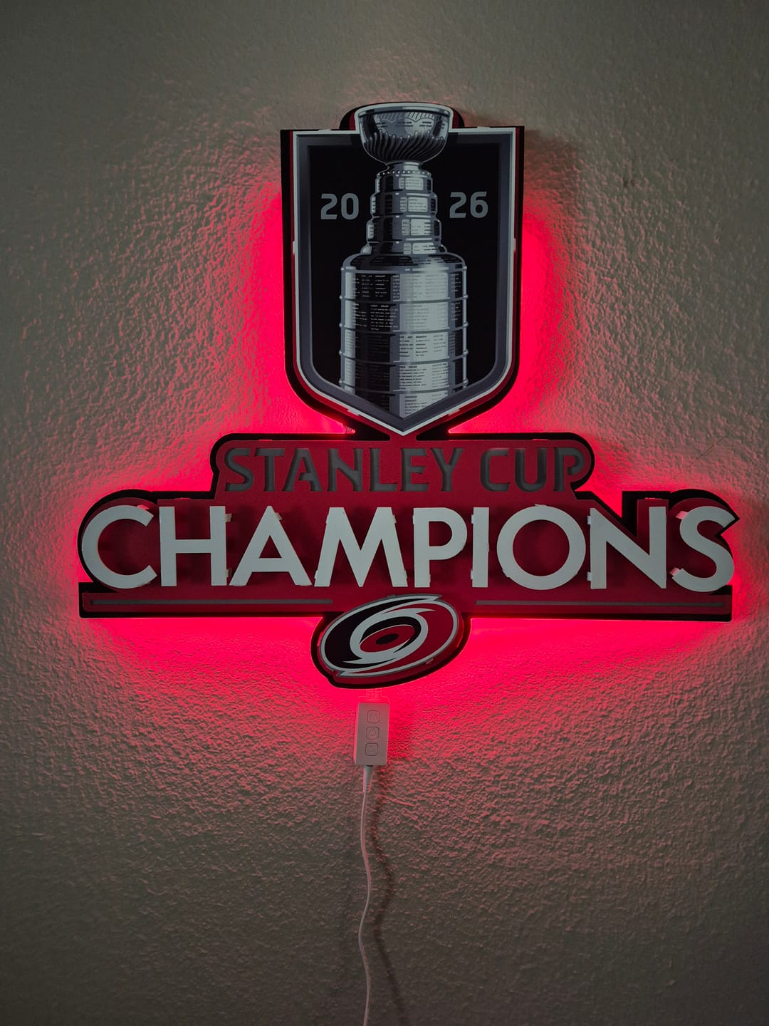 Customer photo review of Carolina Hurricanes OFFICIAL 2026 Stanley Cup 3D Metal Wall Art
