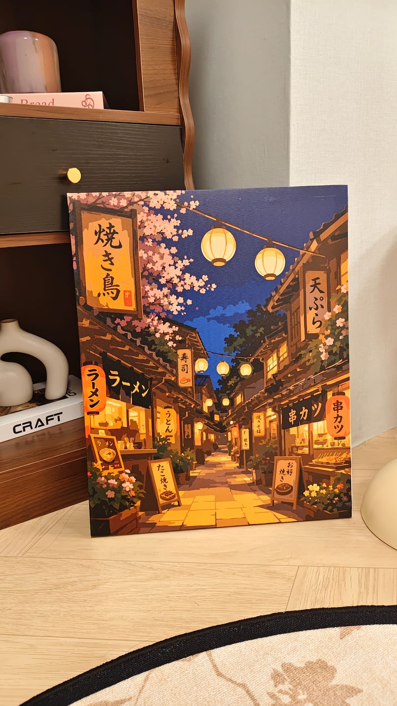 Customer photo review of Sakura Lanterns | Paint by Number