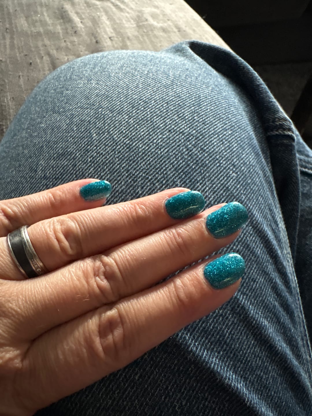 Customer photo review of Haze Blue Dipping Powder