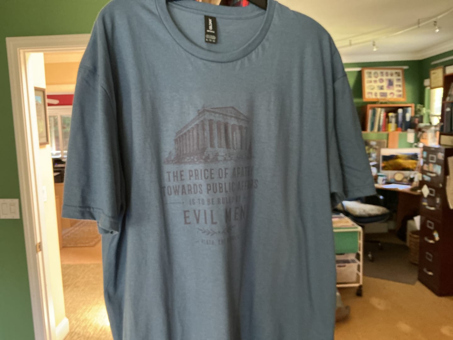 Customer photo review of Plato Quote Price of Apathy T-Shirt