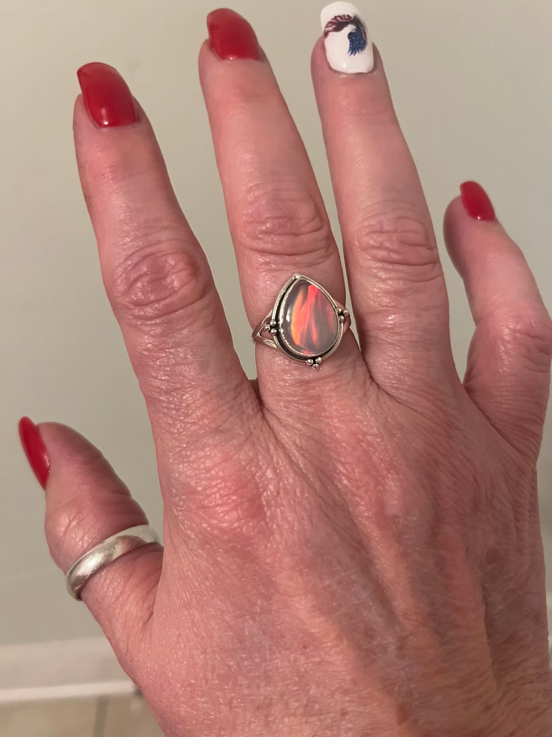 Customer photo review of Opal Teardrop Ring Sterling Silver
