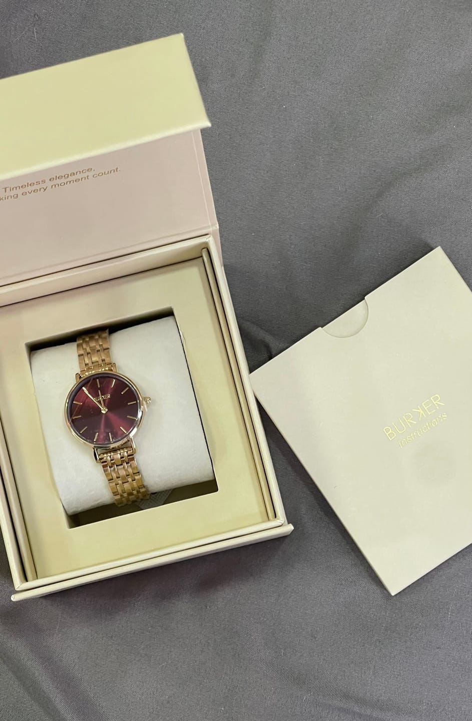 Customer photo review of Ruby Petite Gold Burgundy