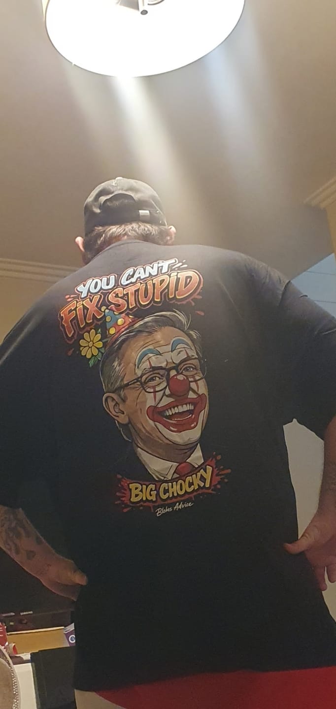 Customer photo review of Big Chocky | Clown Show Tee