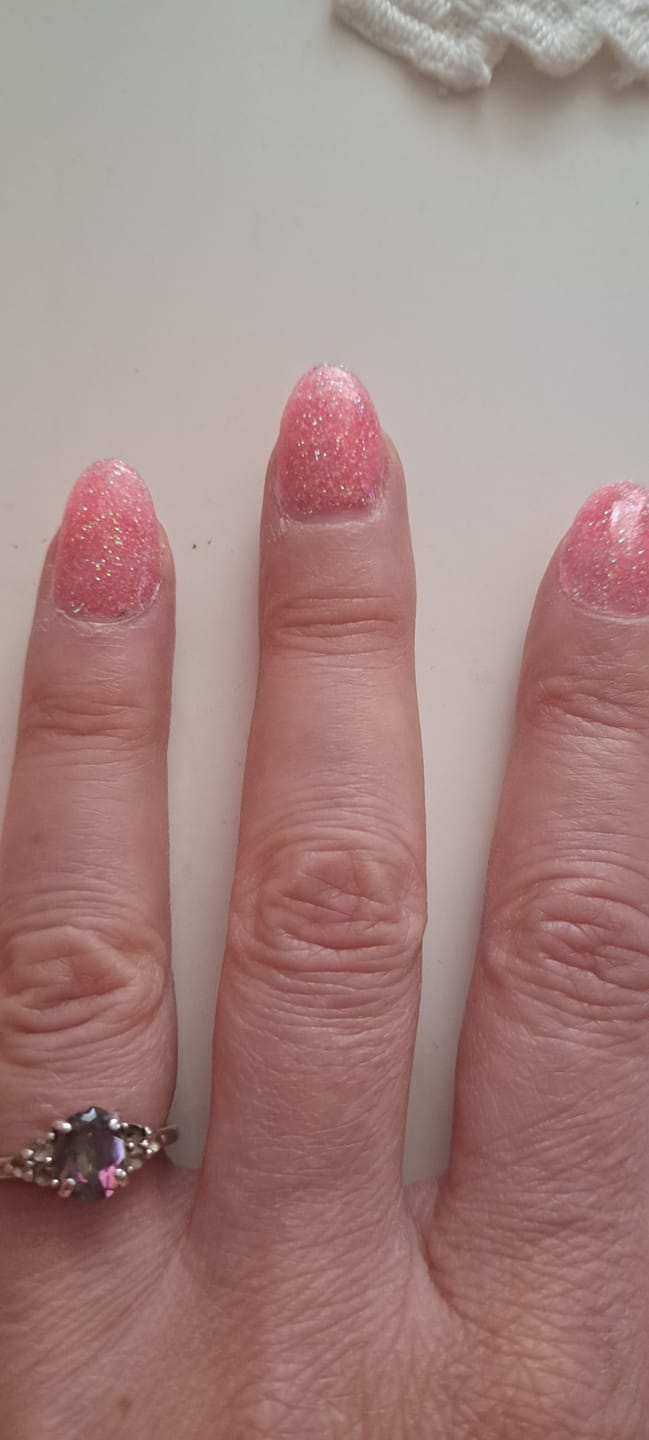 Customer photo review of Sweet Pink Bling Dipping Powder