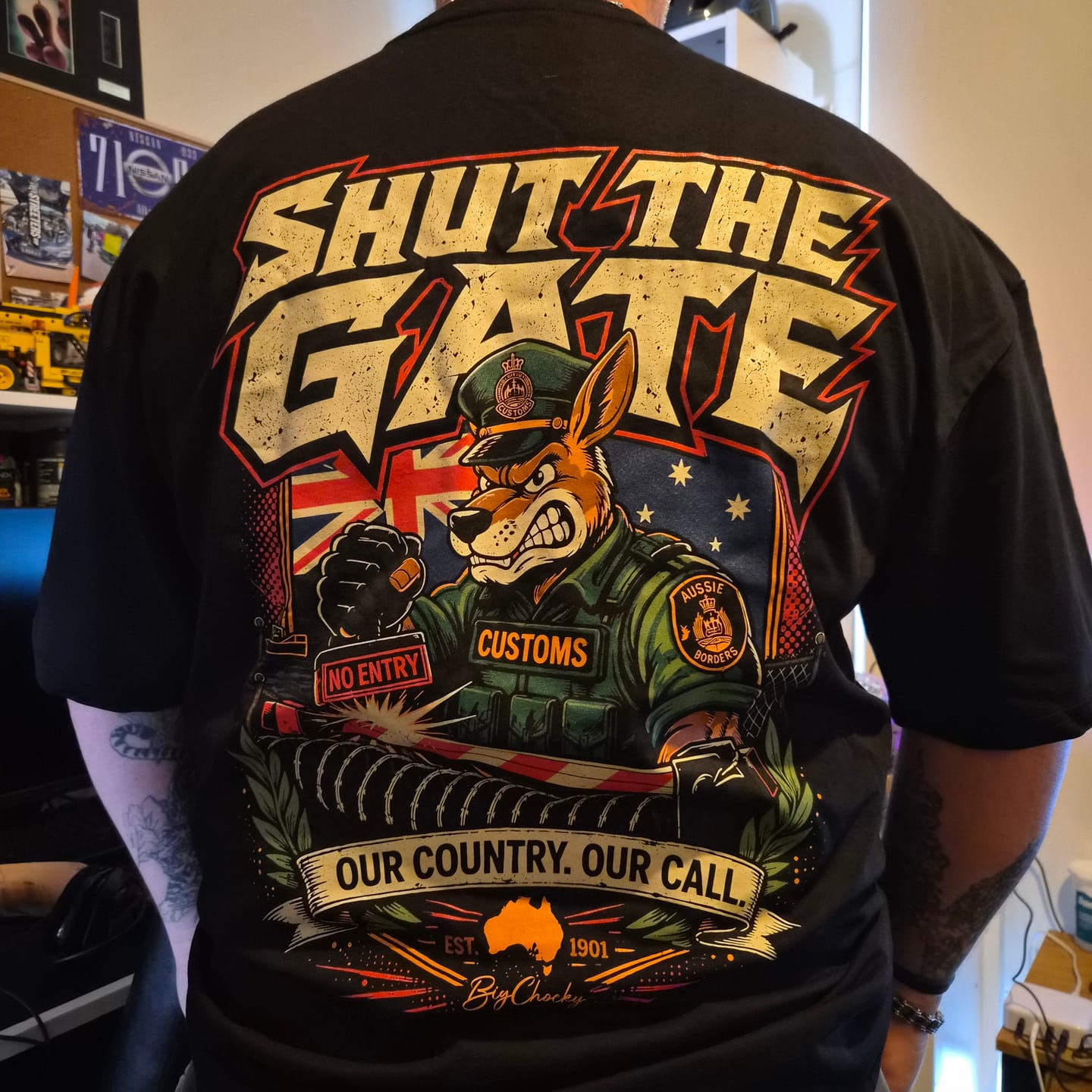 Customer photo review of Big Chocky | Shut The Gate Tee