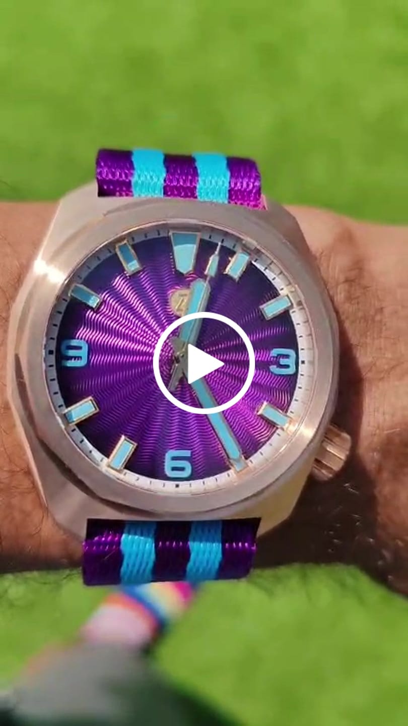 Customer video review of Premium Thick Woven Military Style Watch Strap - Purple Blue Stripes