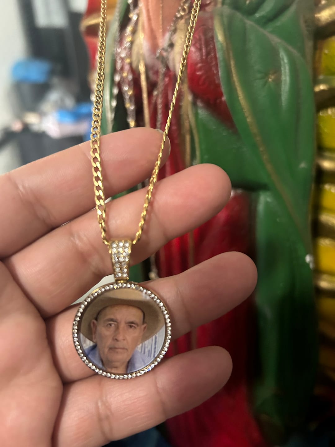 Customer photo review of Iced Photo Pendant w/ Cuban Chain