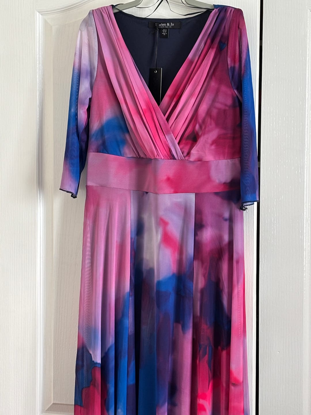 Customer photo review of Verity Blue Pink Print Maxi Gown
