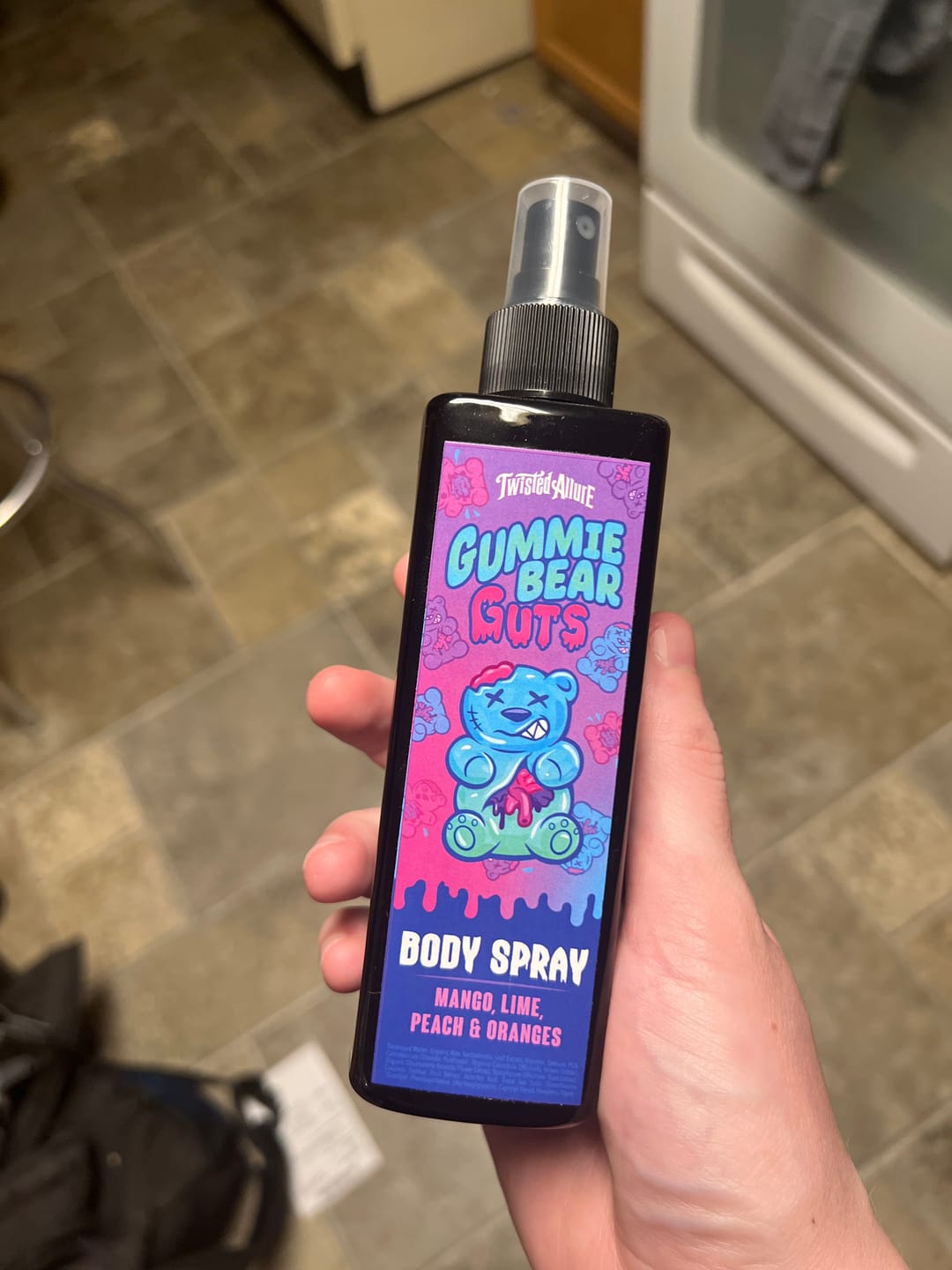 Customer photo review of Gummie Bear Guts Body Spray