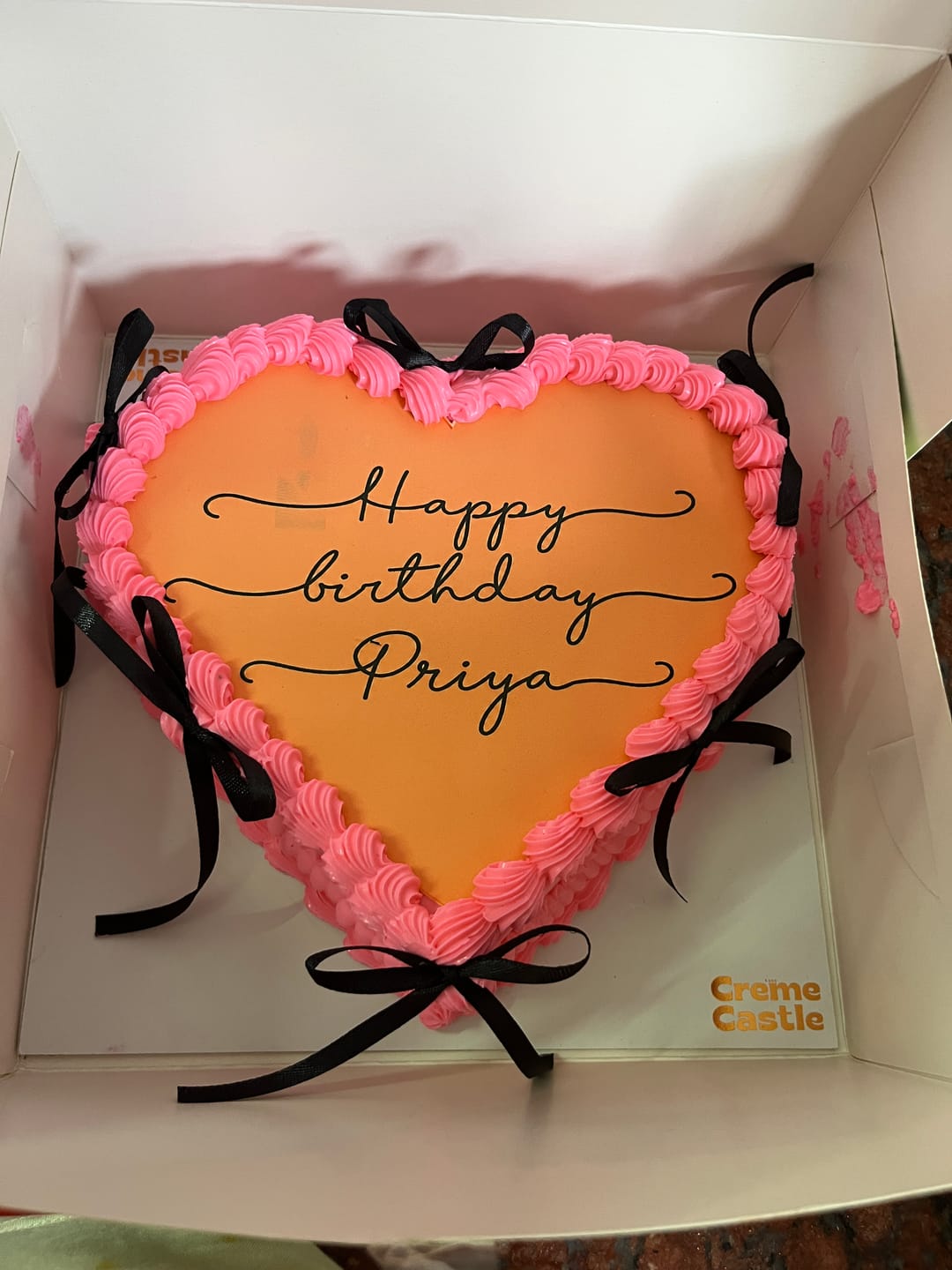 Customer photo review of Heart Shape Ribbon Cake