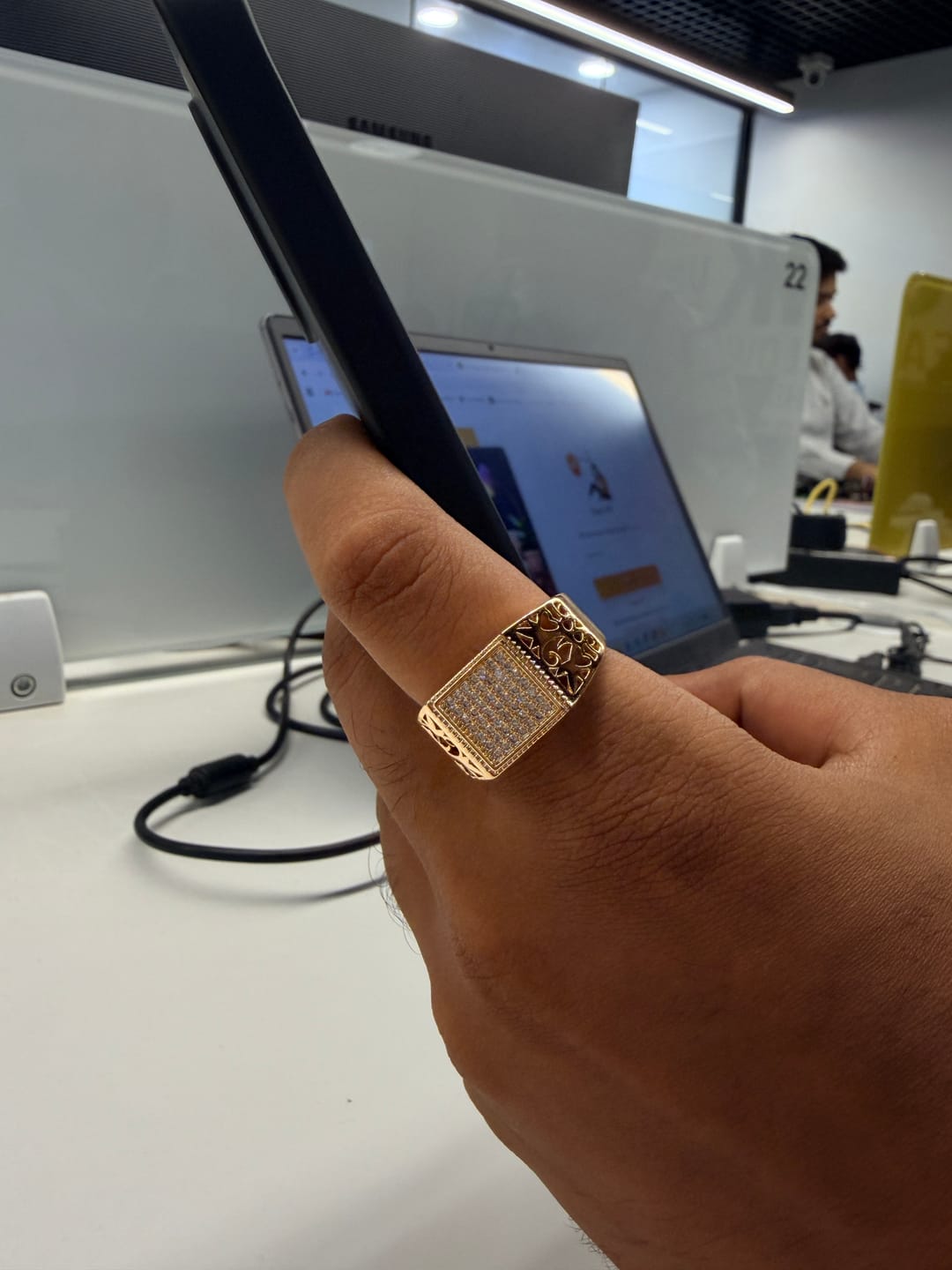 Customer photo review of 18K Gold CZ Square Anti-Tarnish Waterproof Ring