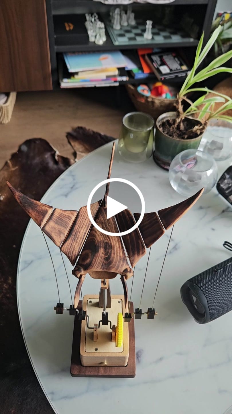 Customer video review of MarinerPoet™ Handcrafted Wooden Manta Ray Automaton