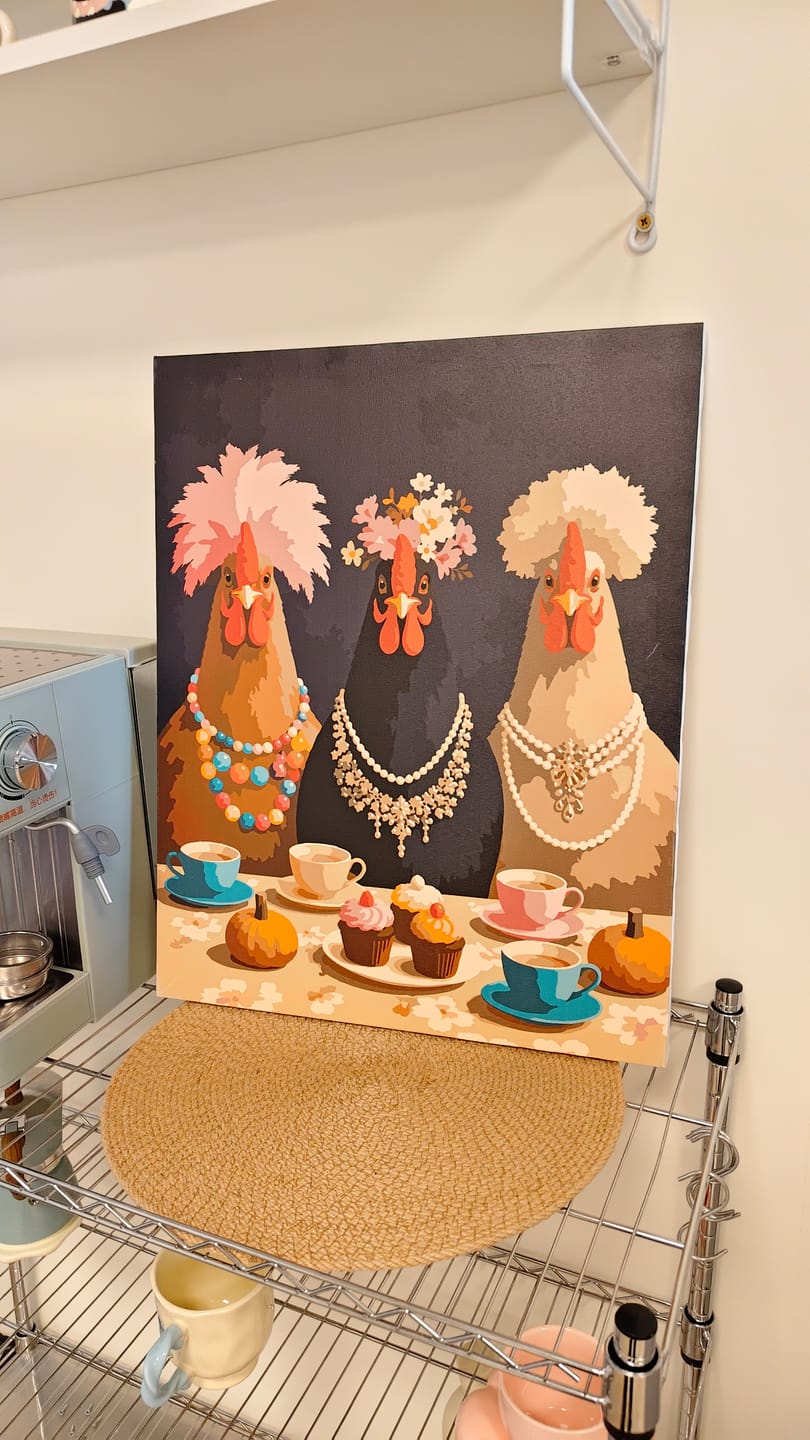 Customer photo review of Fancy Chickens Society | Paint by Number