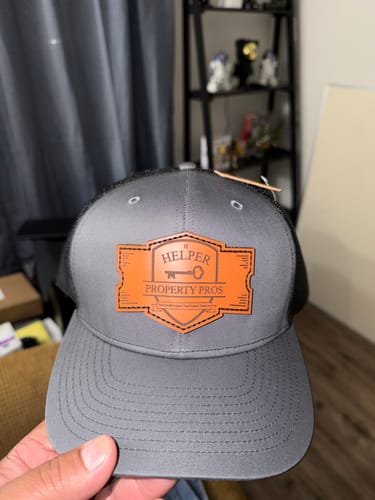 Customer photo review of Premium Custom Leather Patch Hats (Wholesale)
