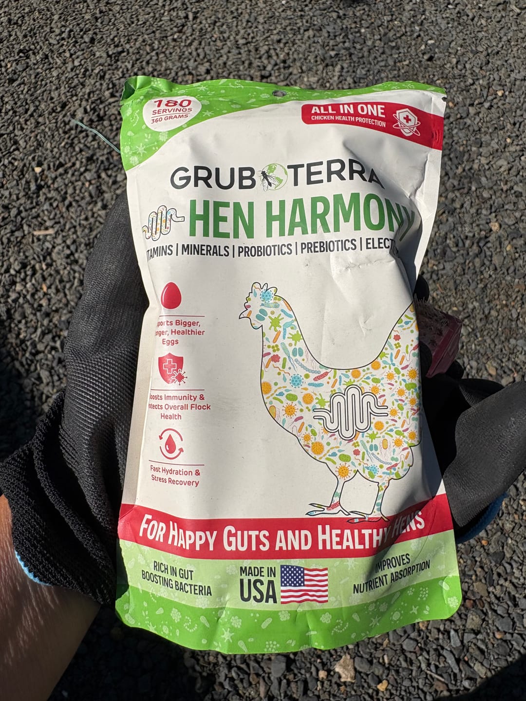 Customer photo review of Hen Harmony. The Daily All In One Supplement for Flock Resilience