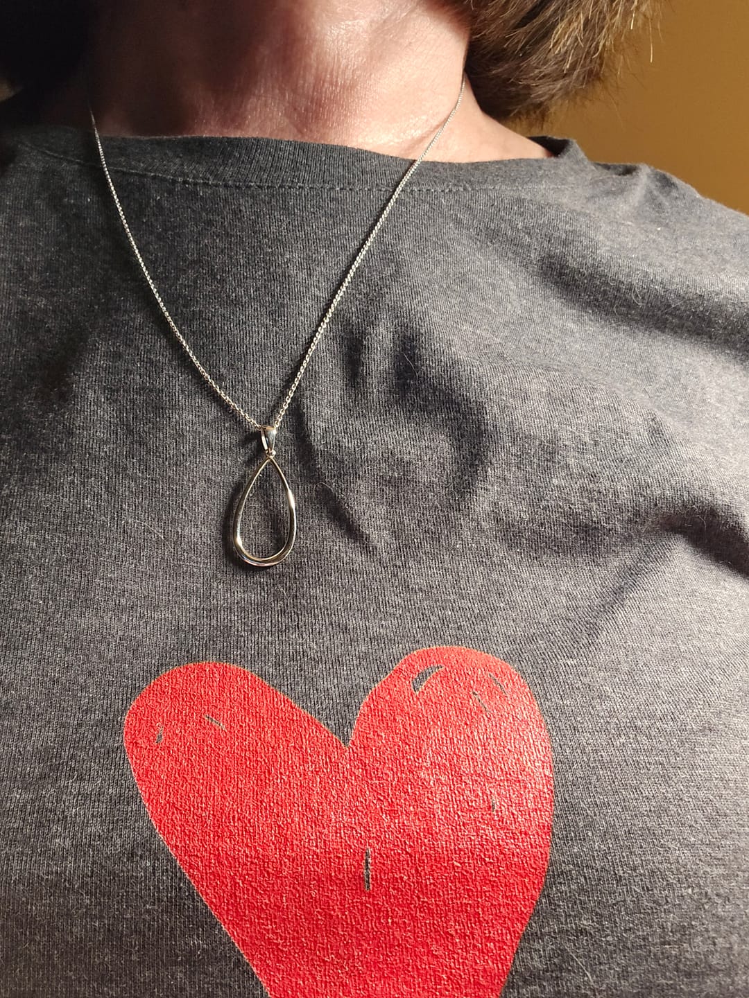 Customer photo review of Teardrop Pendant Necklace in Sterling Silver