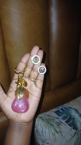 Customer photo review of Gold & White Diva Studs