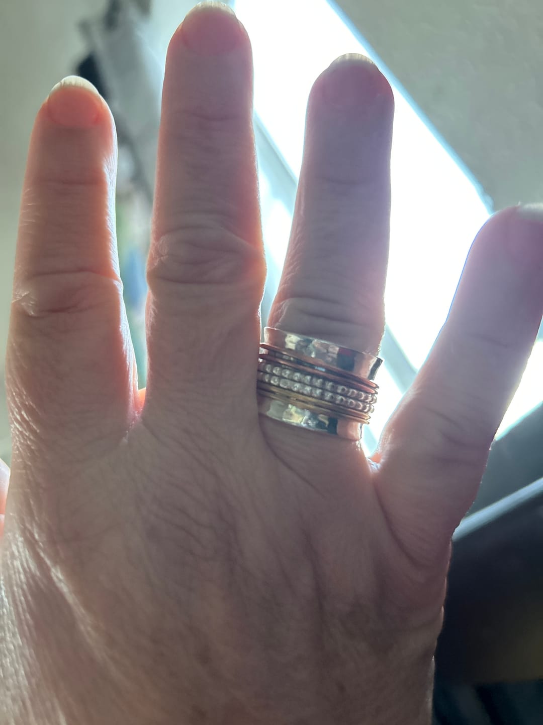 Customer photo review of Sterling Silver Two Tone Fidget Spinner Ring