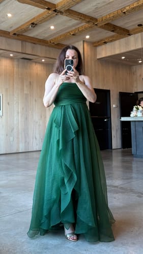 Customer photo review of Teresa Organza Gown in Green by Theia Couture - RENTAL
