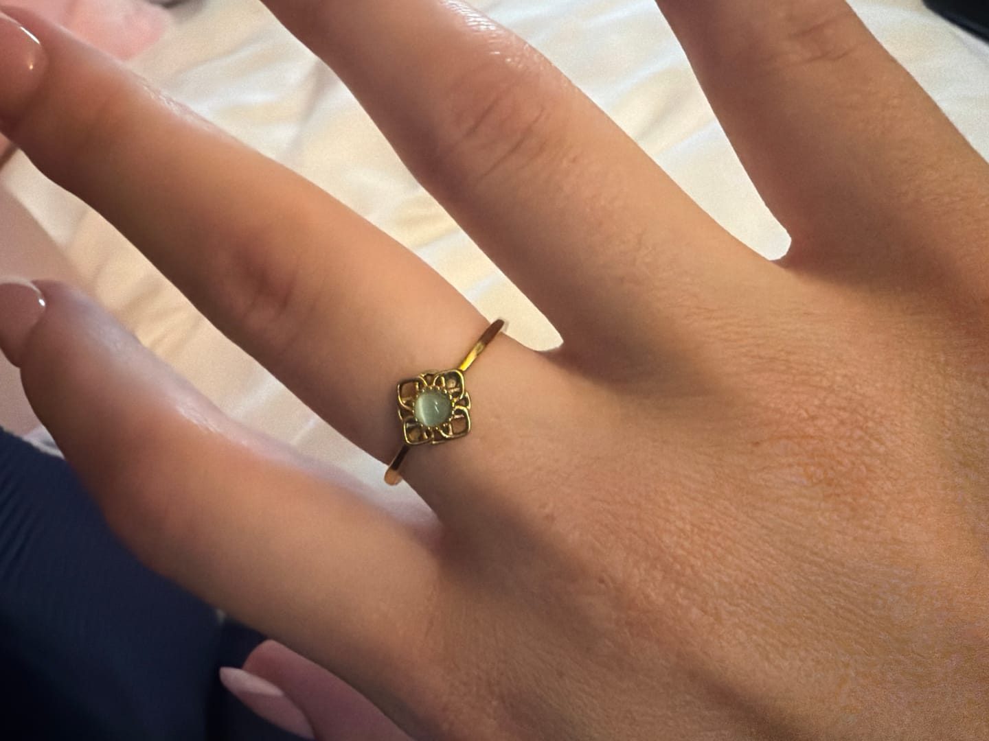 Customer photo review of Vintage Lotus Flower Opal Ring