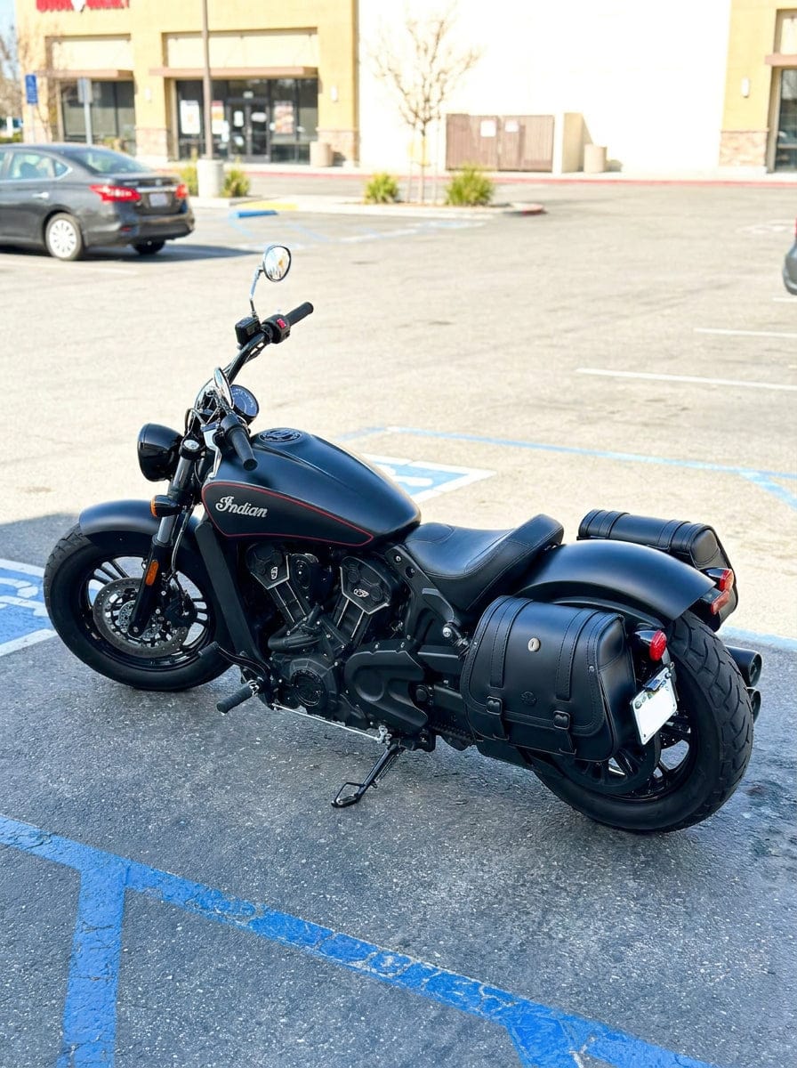 Customer photo review of 25L - SpiritBlade Medium Indian Scout Bobber Sixty Leather Motorcycle Saddlebags