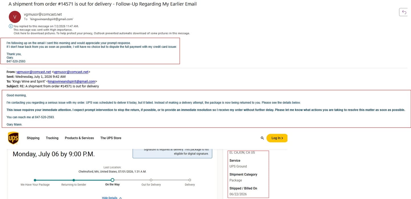 Customer photo review of Shipping Protection
