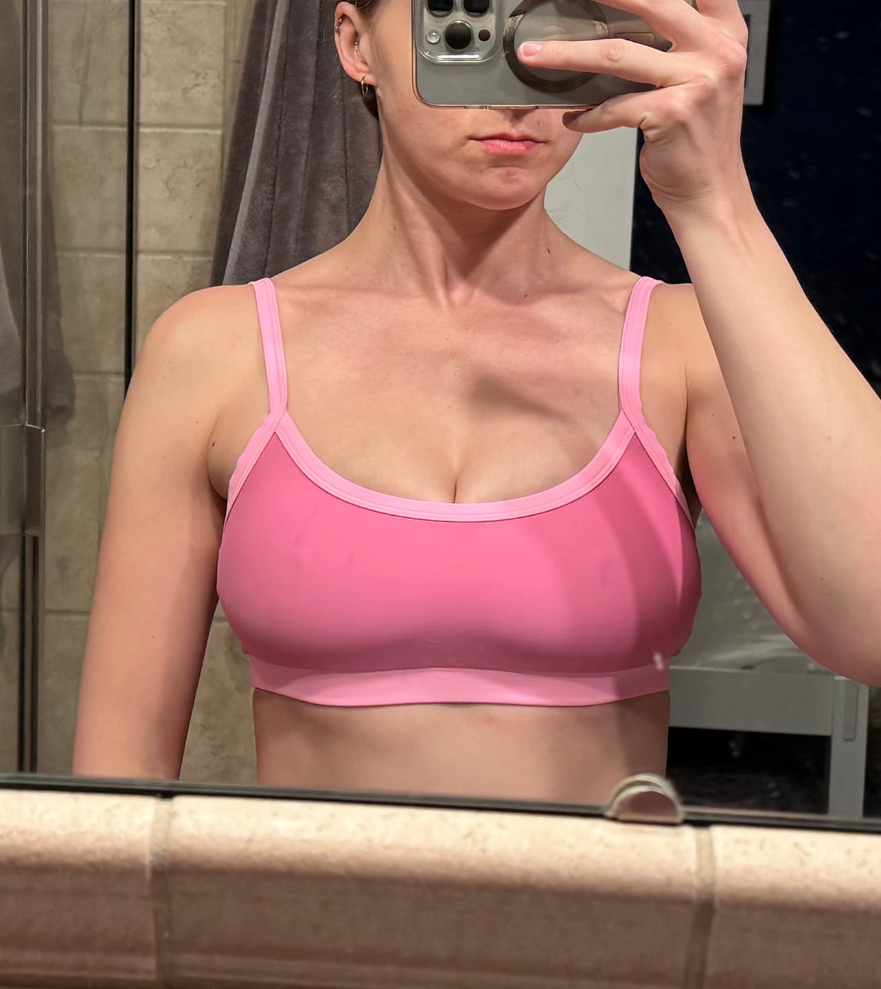 Customer photo review of TYLER Poppy Pink Sporty Bikini Top