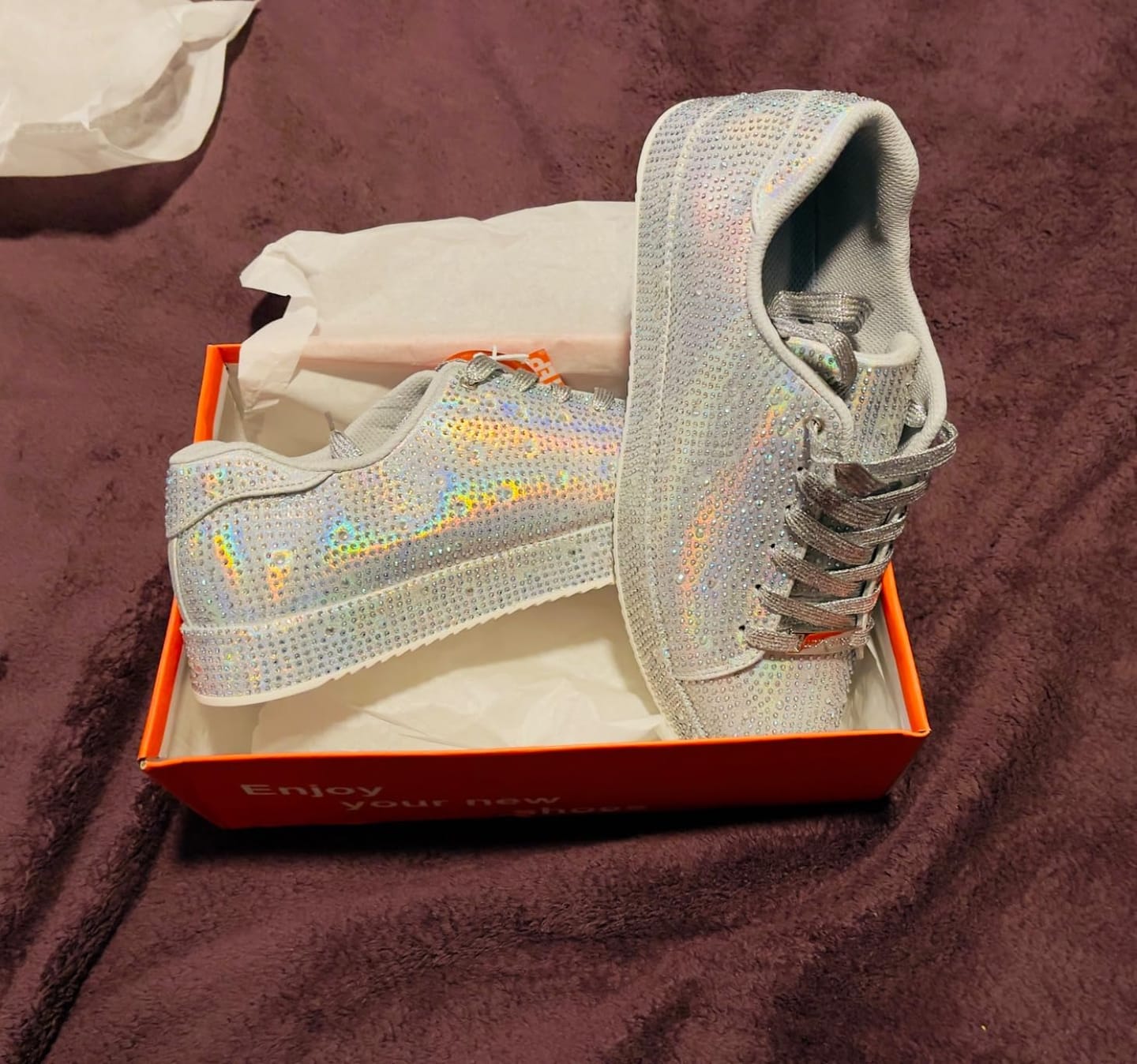 Customer photo review of Sparkly Rhinestone Wedding Sneakers | Glitter Bridal Party Shoes