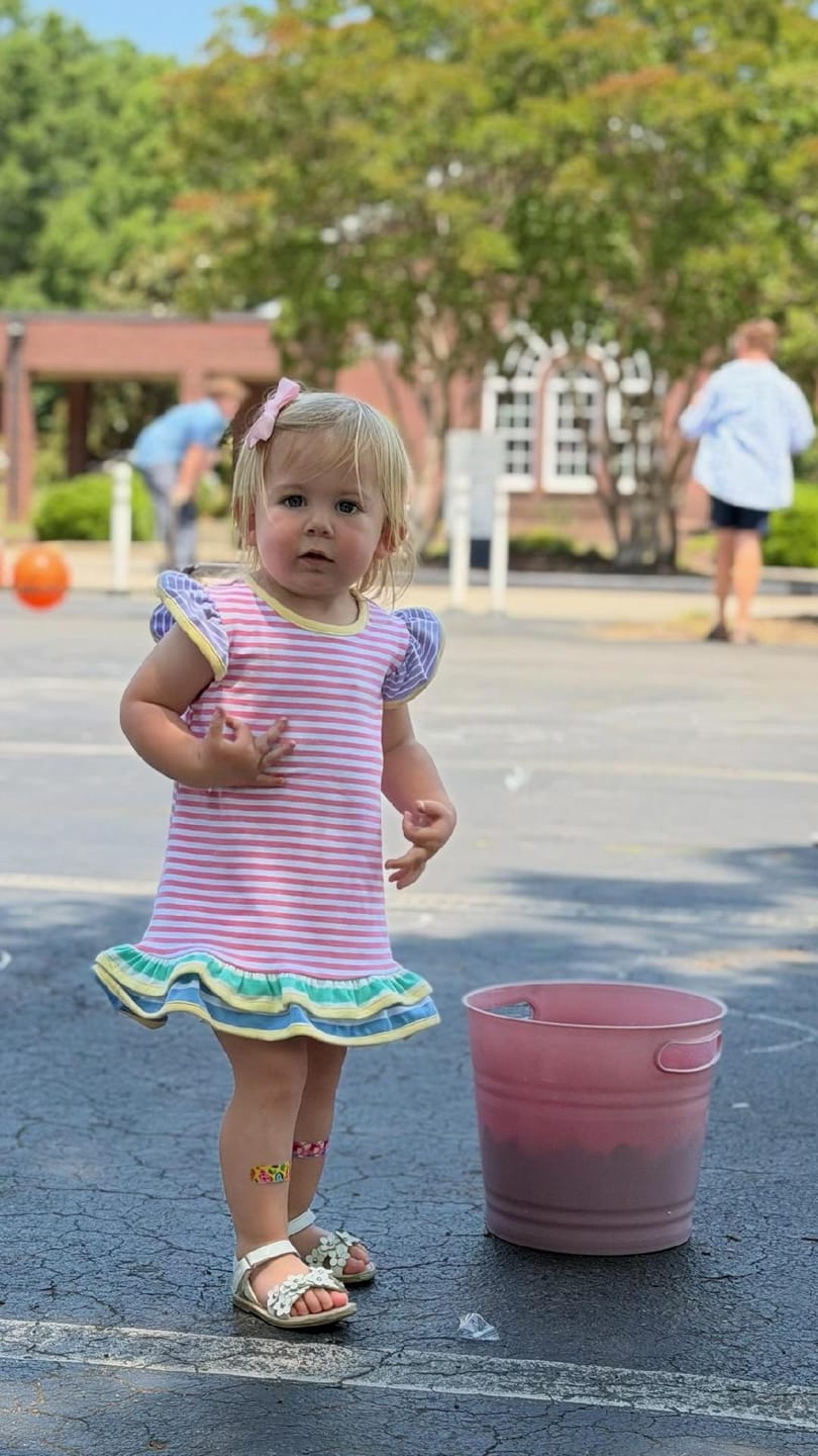 Customer photo review of Colorblock Stripe Milly Ruffle Dress
