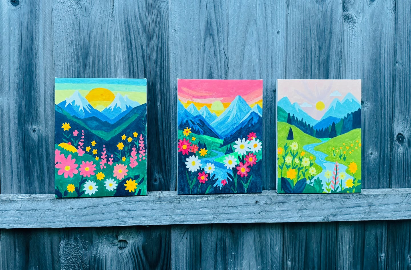 Customer photo review of 6 Mini Paintings - Colorful Landscapes Set