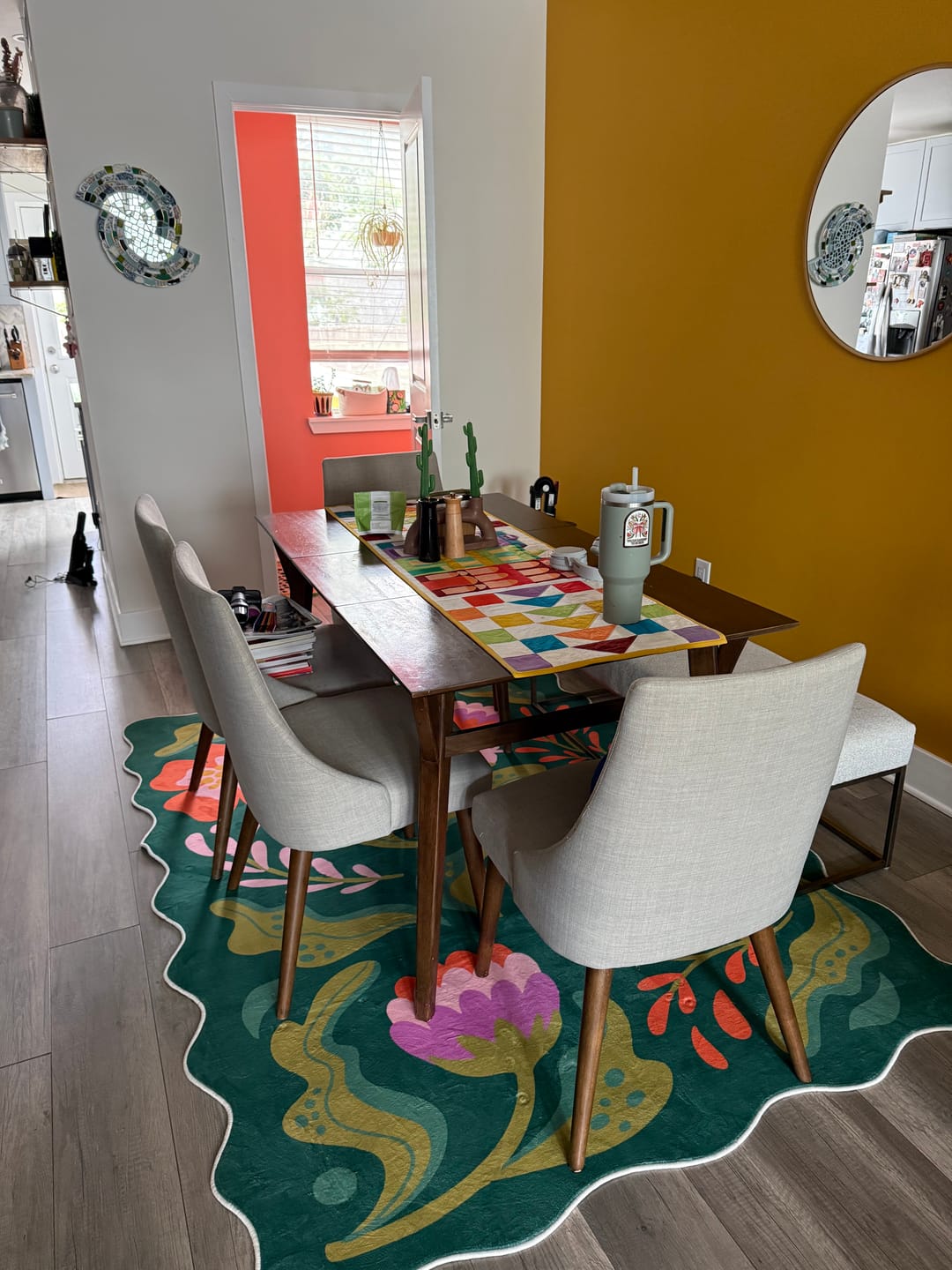 Customer photo review of Green Base Pink Floral Wavy Rug by Jessica Miller