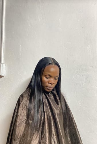 Customer photo review of Pre-Bleached Straight Wear & Go Human Hair Wig