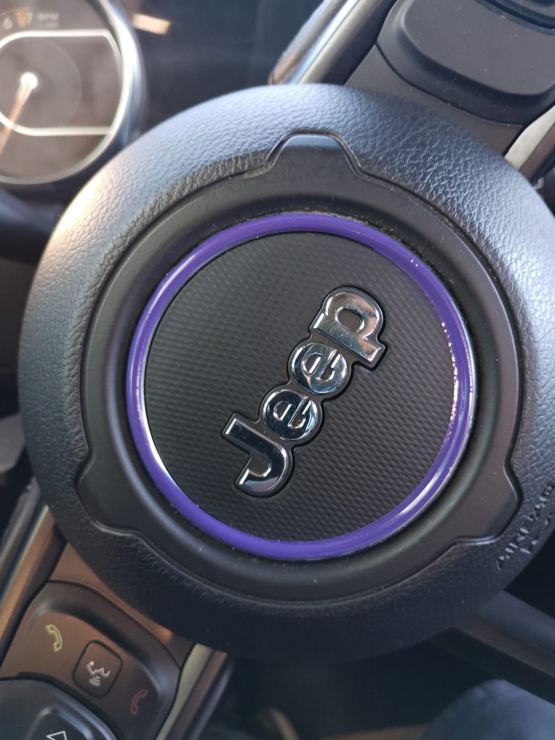 Customer photo review of Center Ring Steering Wheel Vinyl Overlay Cover for Jeep | Fits Jeep Models