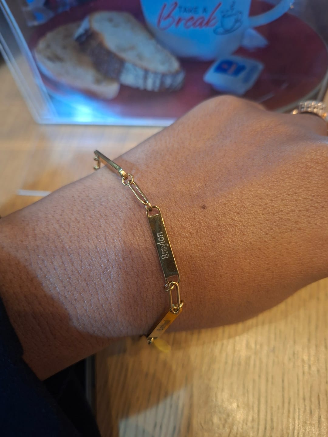 Customer photo review of Custom Name Bar Bracelet