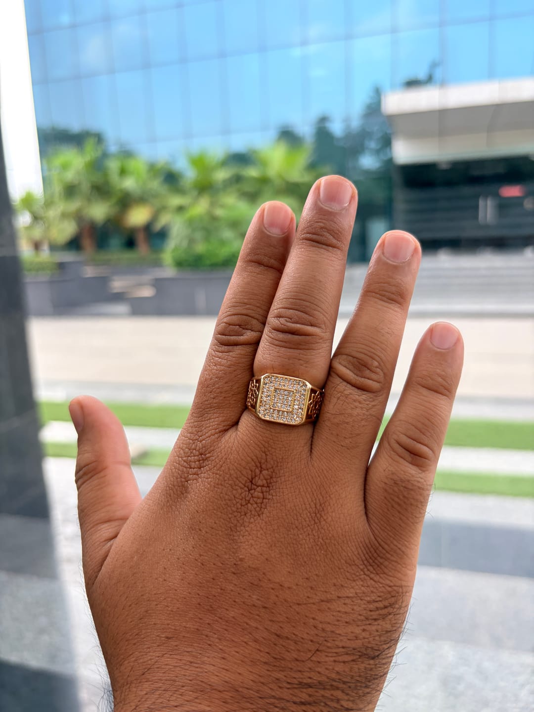 Customer photo review of 18K Gold CZ Square Anti-Tarnish Waterproof Ring