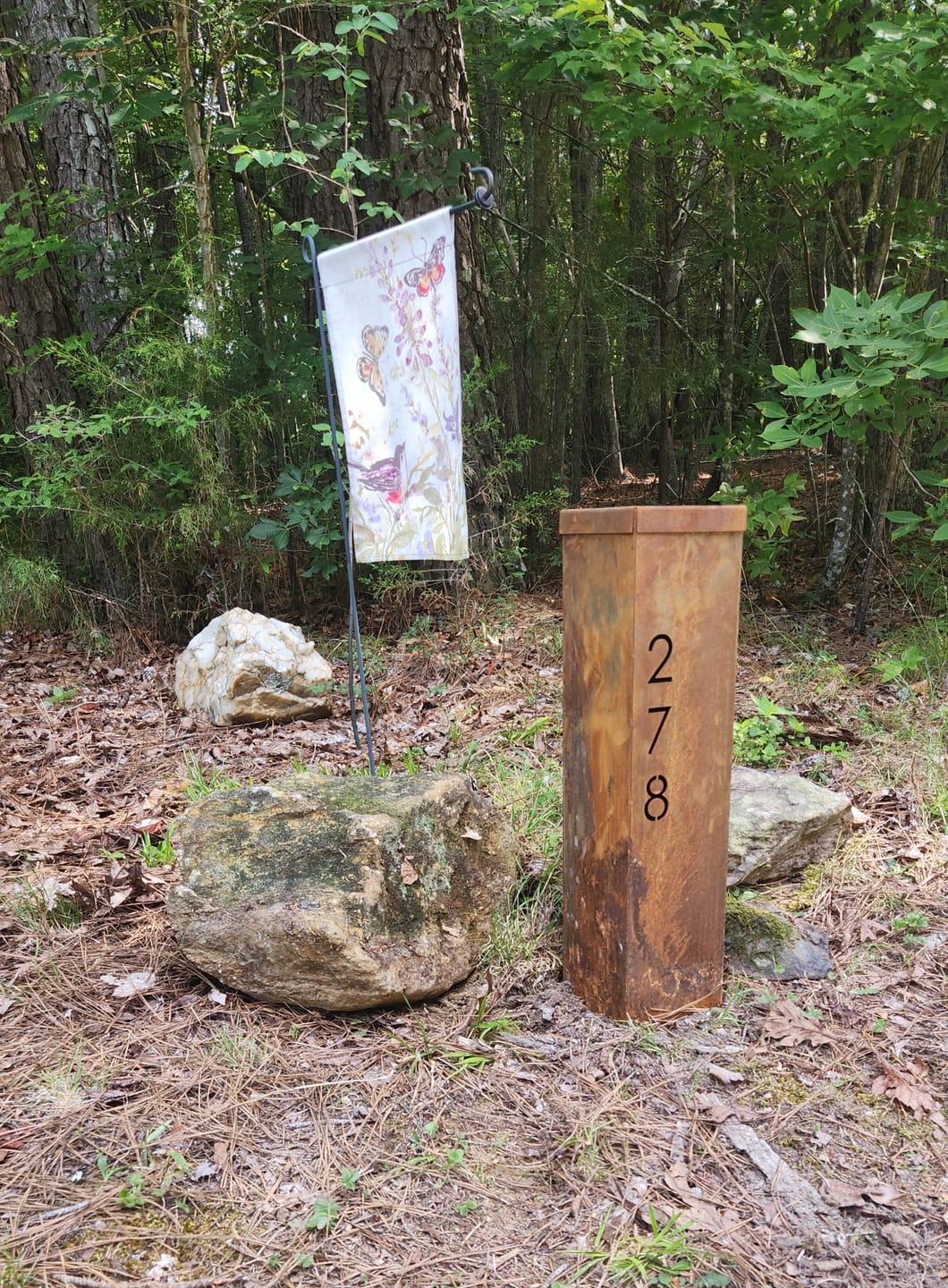 Customer photo review of Personalized Metal Address Garden Column – Custom House Number Sculpture | Rusted Steel Outdoor Yard Sign