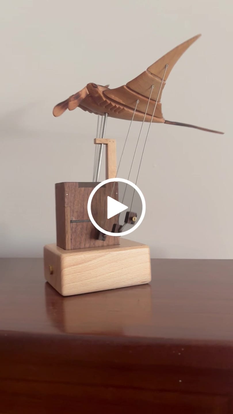 Customer video review of MarinerPoet™ Handcrafted Wooden Manta Ray Automaton