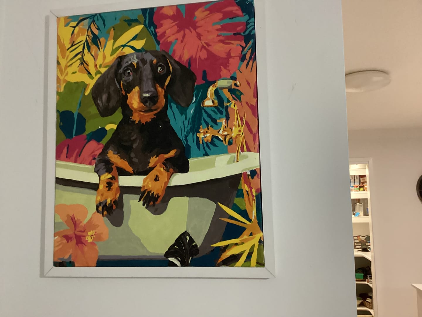 Customer photo review of Tropical dachshund | Paint by Number