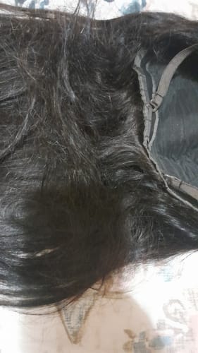Customer photo review of Pre-Bleached Straight Wear & Go Human Hair Wig
