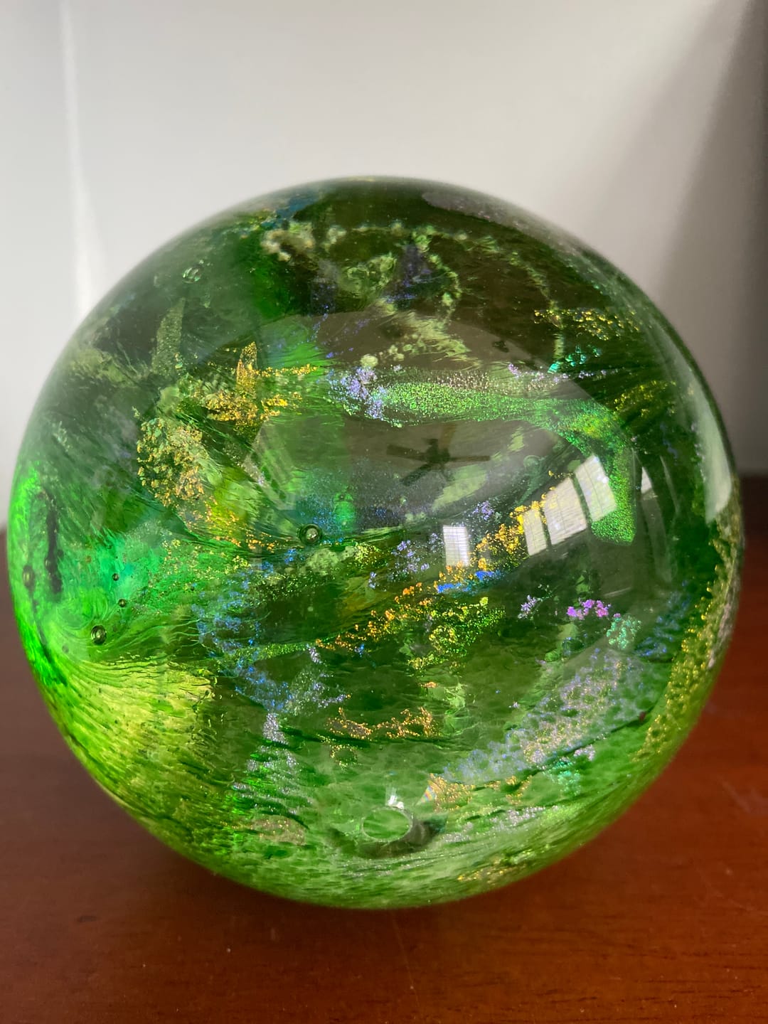 Customer photo review of Dichroic Explosion Orb with Cremation Ash