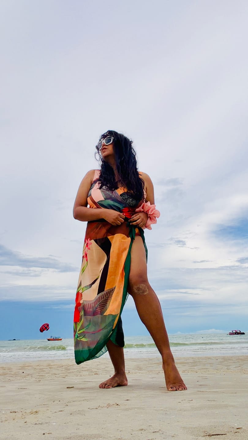 Customer photo review of Hues of Green Swimsuit with Sarong