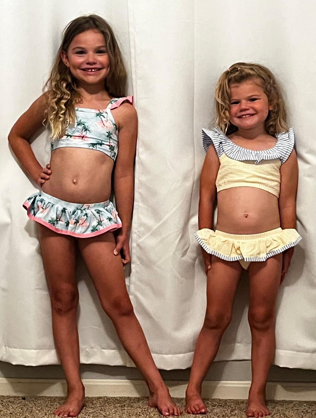 Customer photo review of Santorini Yellow & Blue Stripe Two Piece Swimsuit