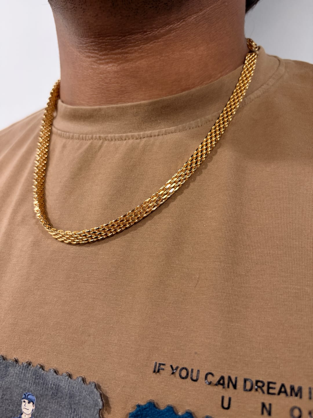 Customer photo review of 18K Gold Plated Waterproof Anti Tarnish Weave Chain