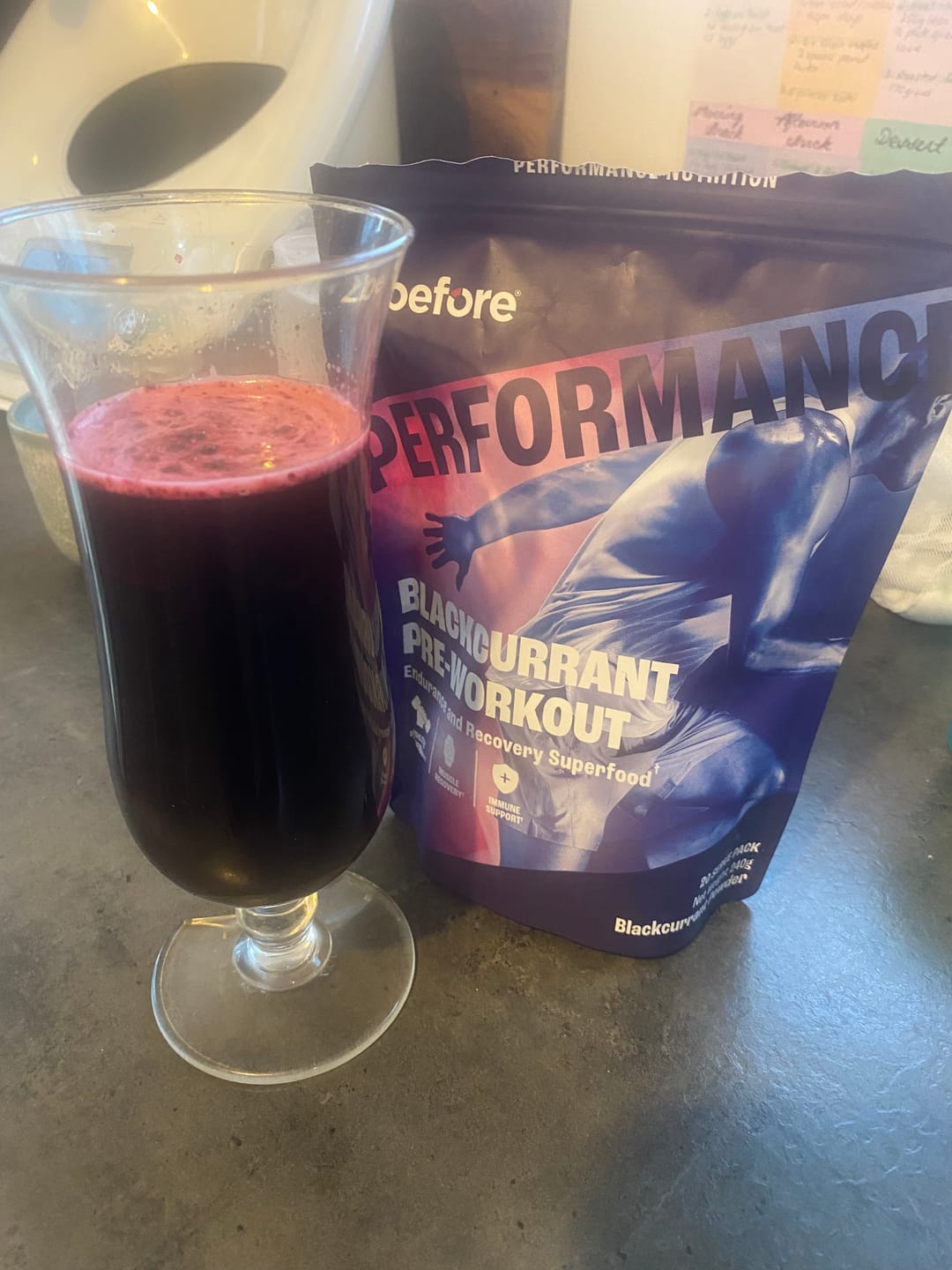 Customer photo review of Blackcurrant Caffeine Free Pre-Workout - Pouch