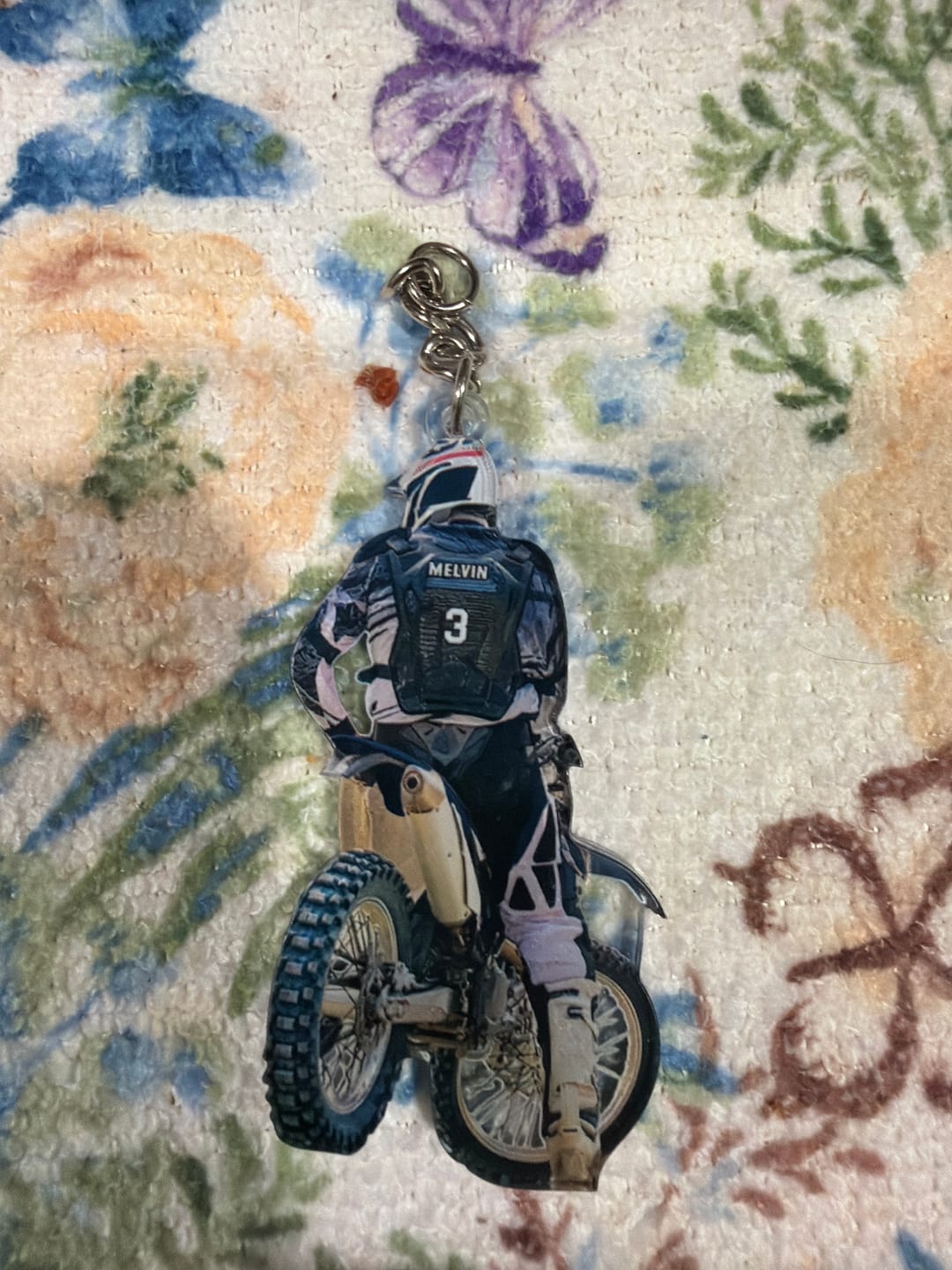 Customer photo review of Personalized Motocross Dirt Bike Keychain - Gift for Biker Racer Motocross Racing
