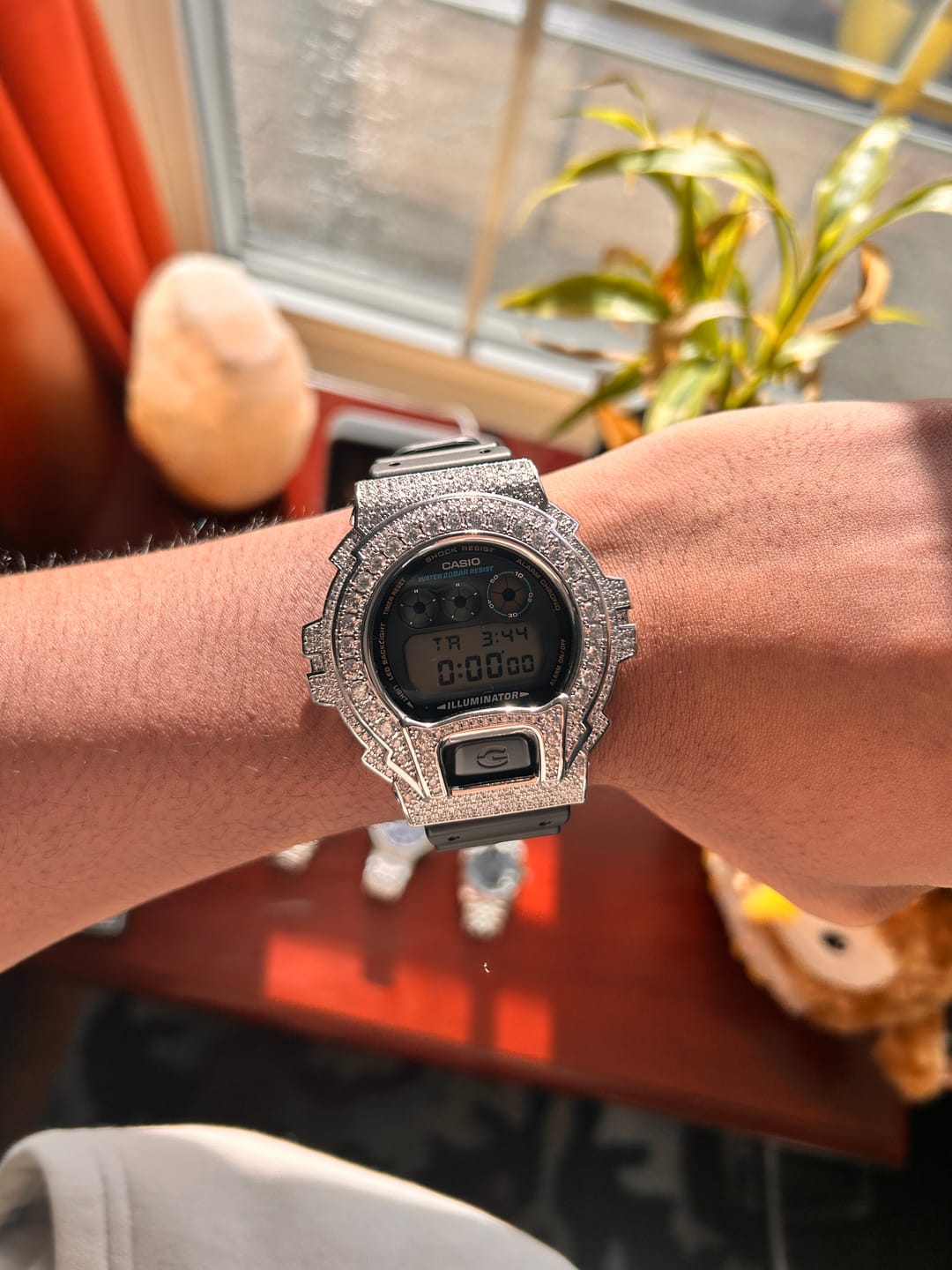 Customer photo review of Rhodium Big Stone 8.60 CTW G-Shock DW6900