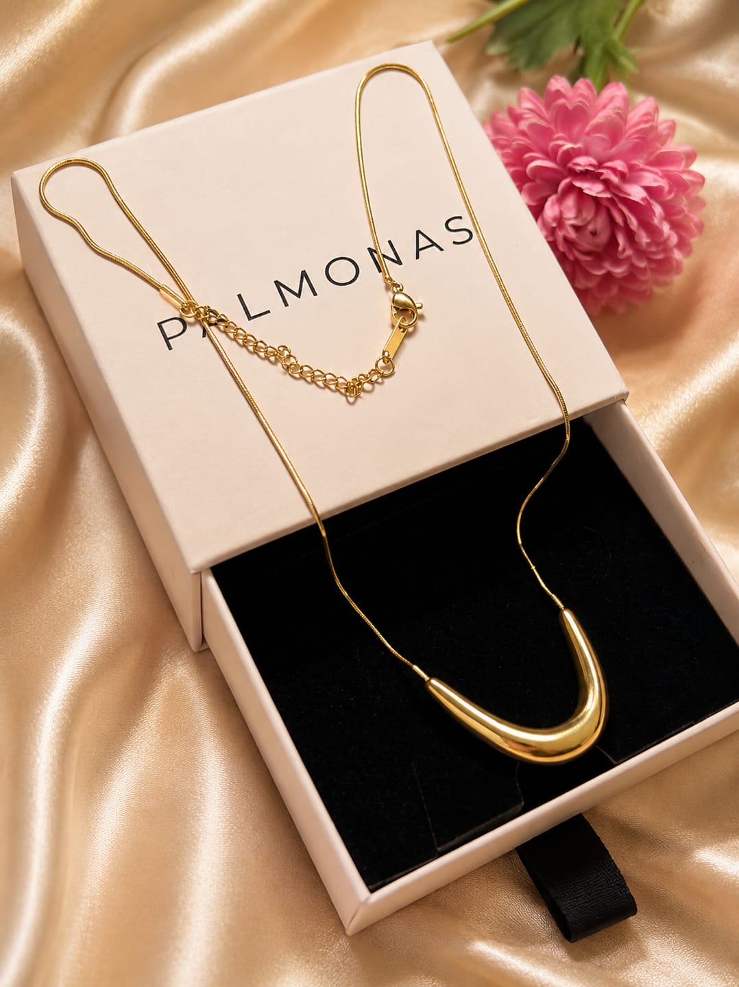 Customer photo review of Golden Boomerang Necklace
