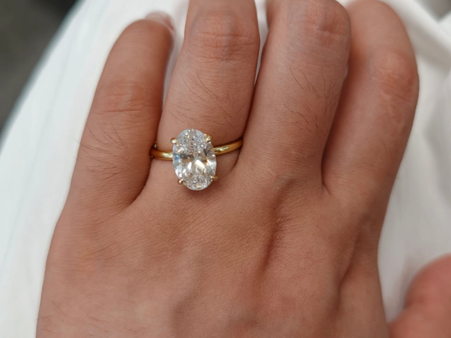 Customer photo review of S925 3.5 Carat Oval Cut Hidden Halo Engagement Ring In Sterling Silver Daily Wearable Ring